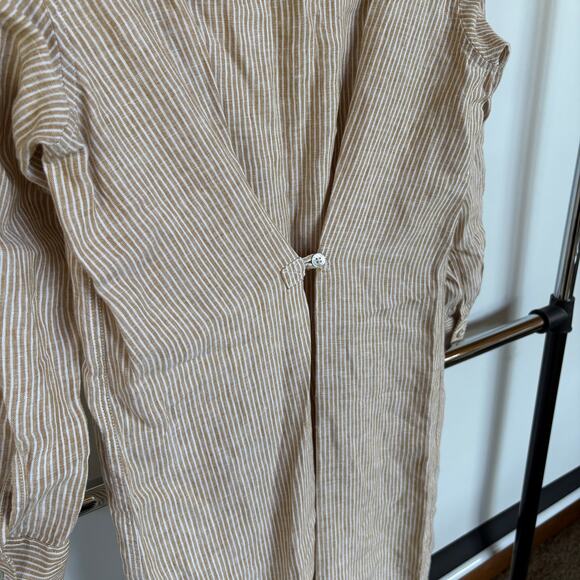Faherty Striped Linen Beach Maxi Shirt Dress Button Down Vacation Oversized XS - Picture 4 of 9